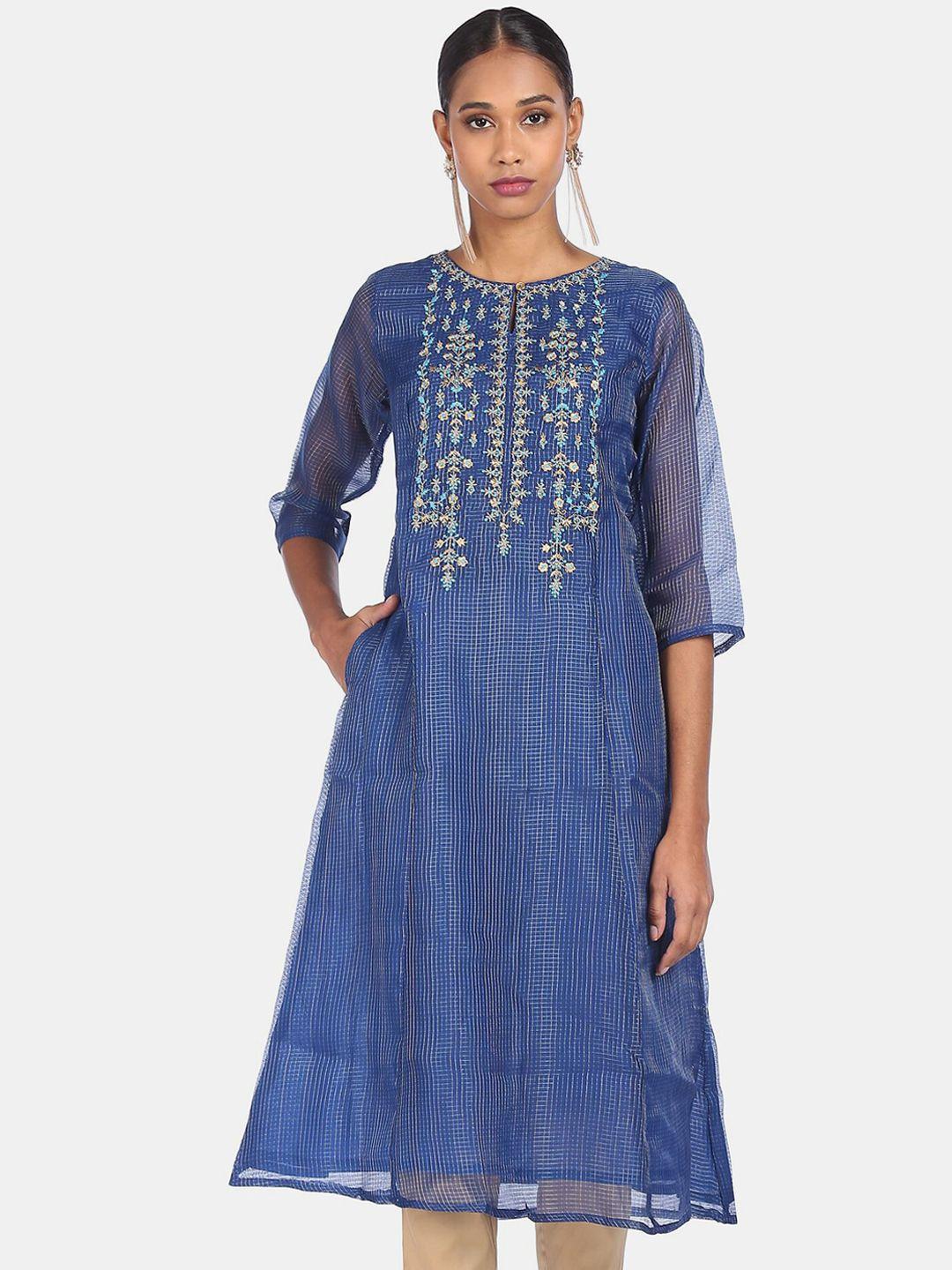 anahi women blue kurta