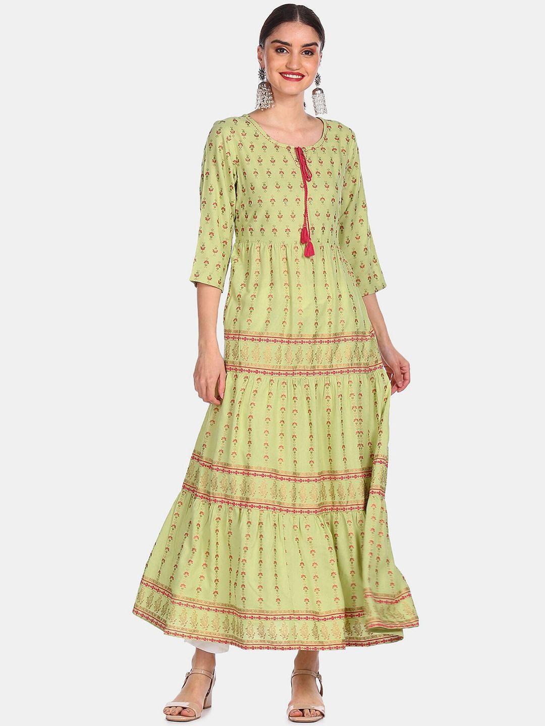 anahi women green anarkali kurta