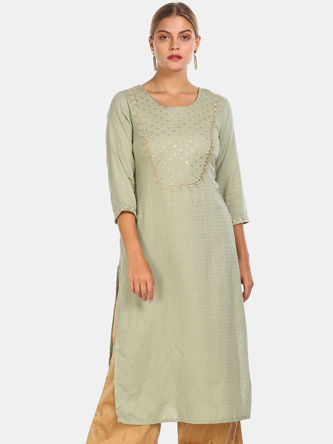 anahi women grey thread work kurta