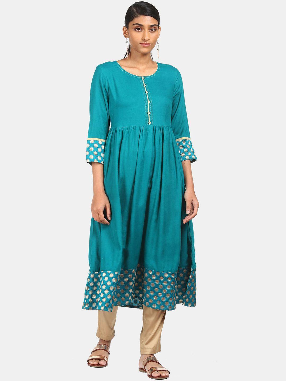 anahi women teal anarkali kurta