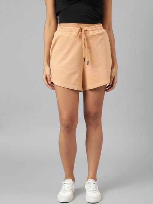 anai light orange cotton regular fit shorts
