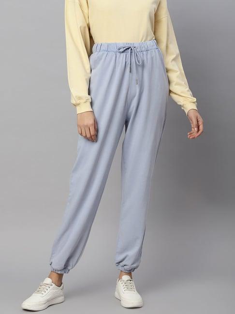 anai sky blue cotton relaxed fit joggers