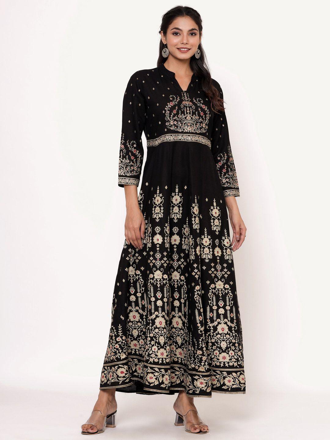 anaisa black ethnic motifs maxi dress