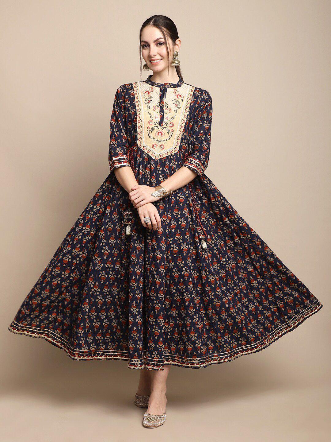 anaisa blue ethnic motifs print maxi dress