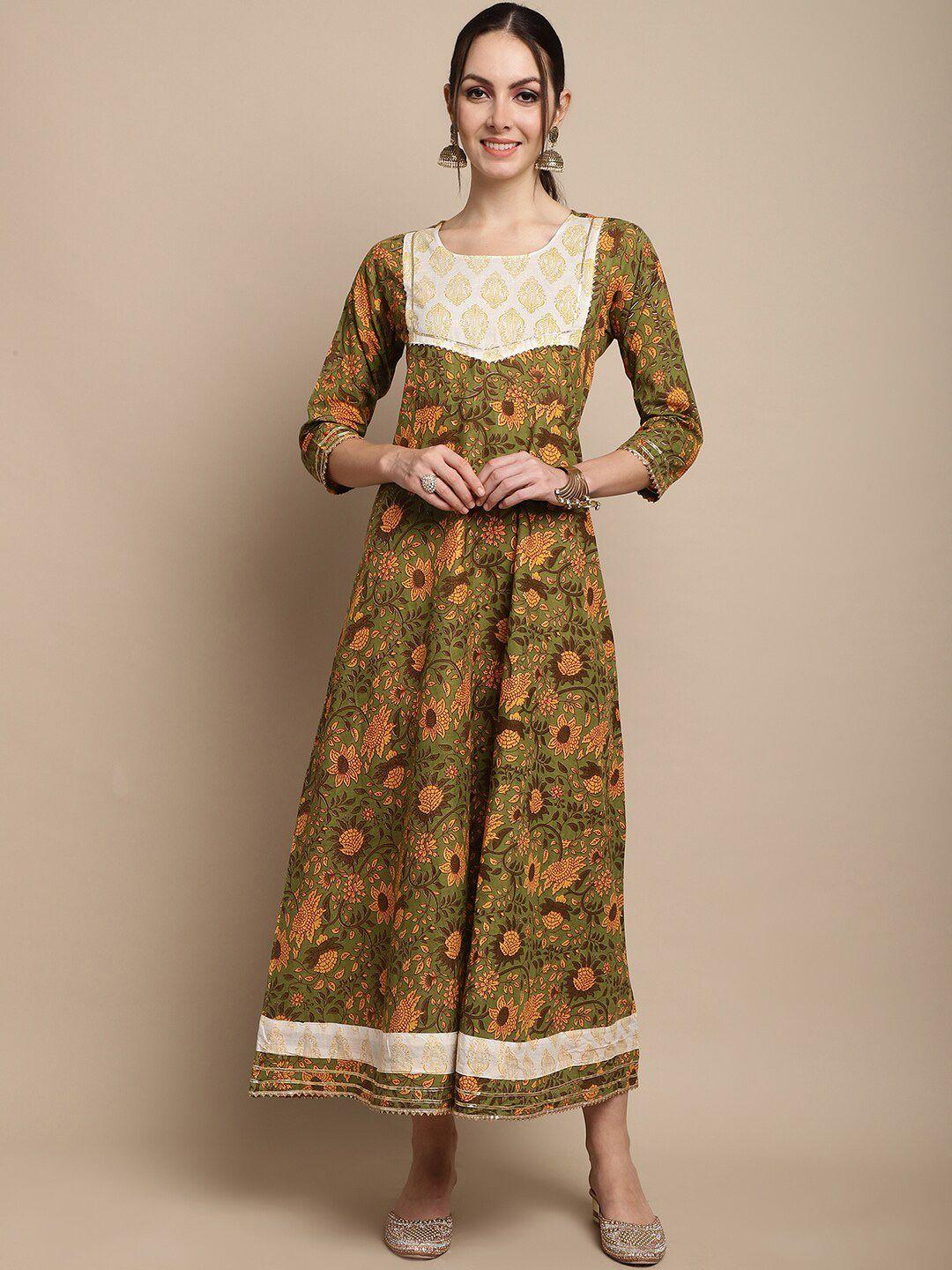 anaisa green ethnic motifs print maxi dress