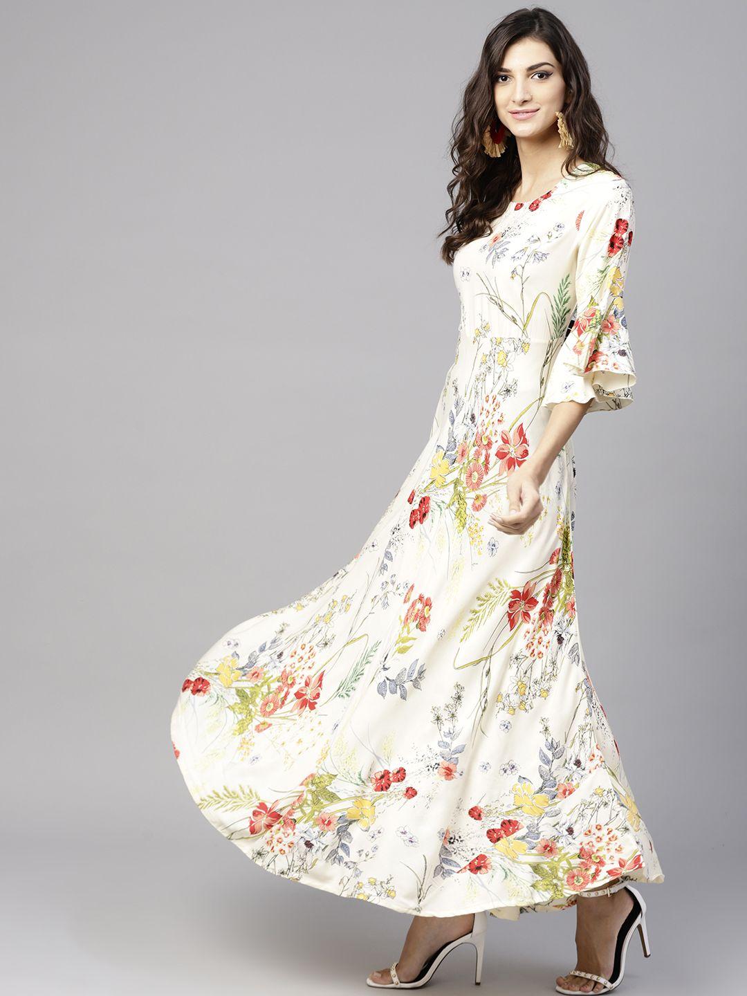anaisa women off-white printed maxi dress