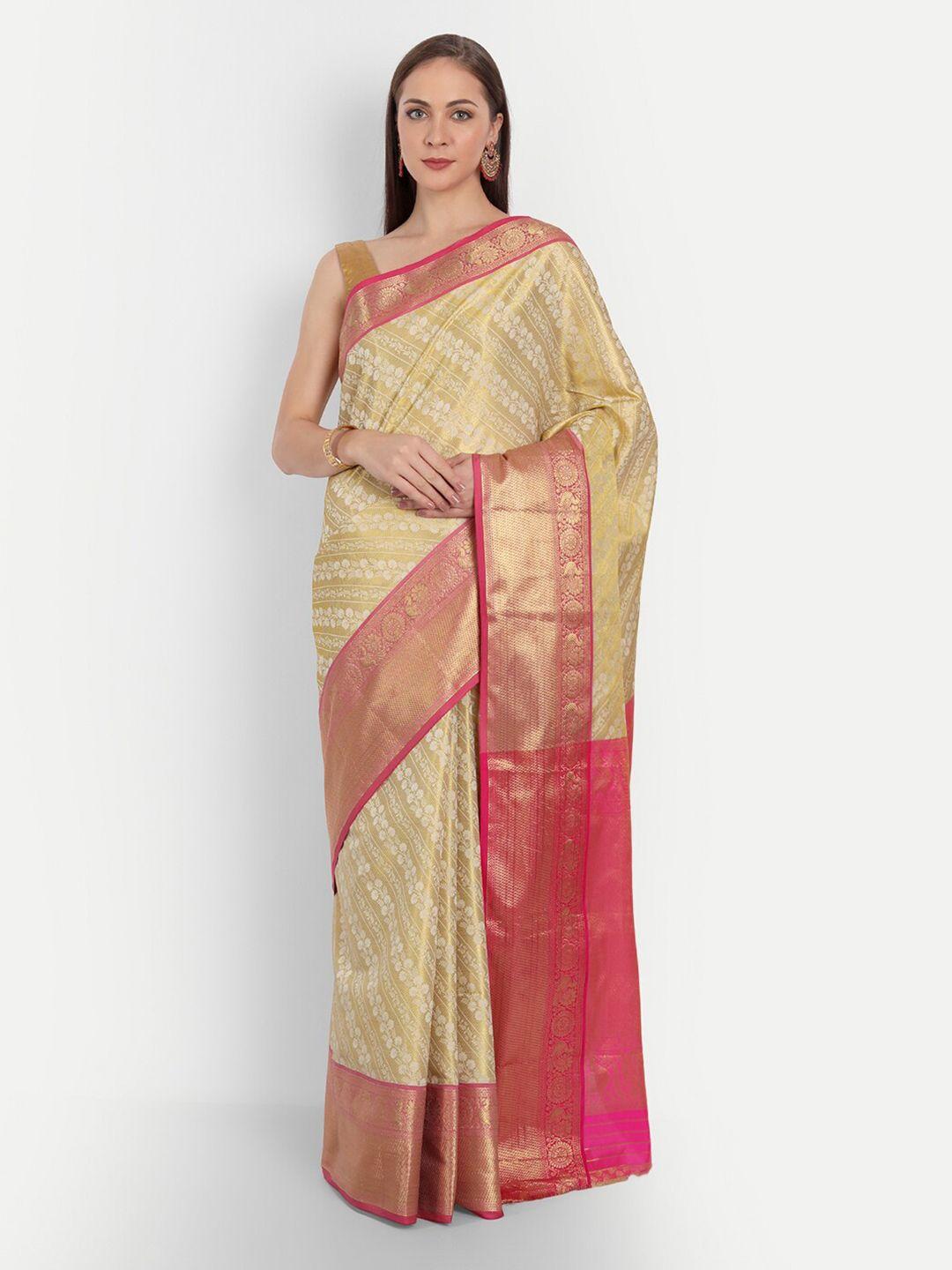 anaita floral woven design zari pure silk banarasi saree