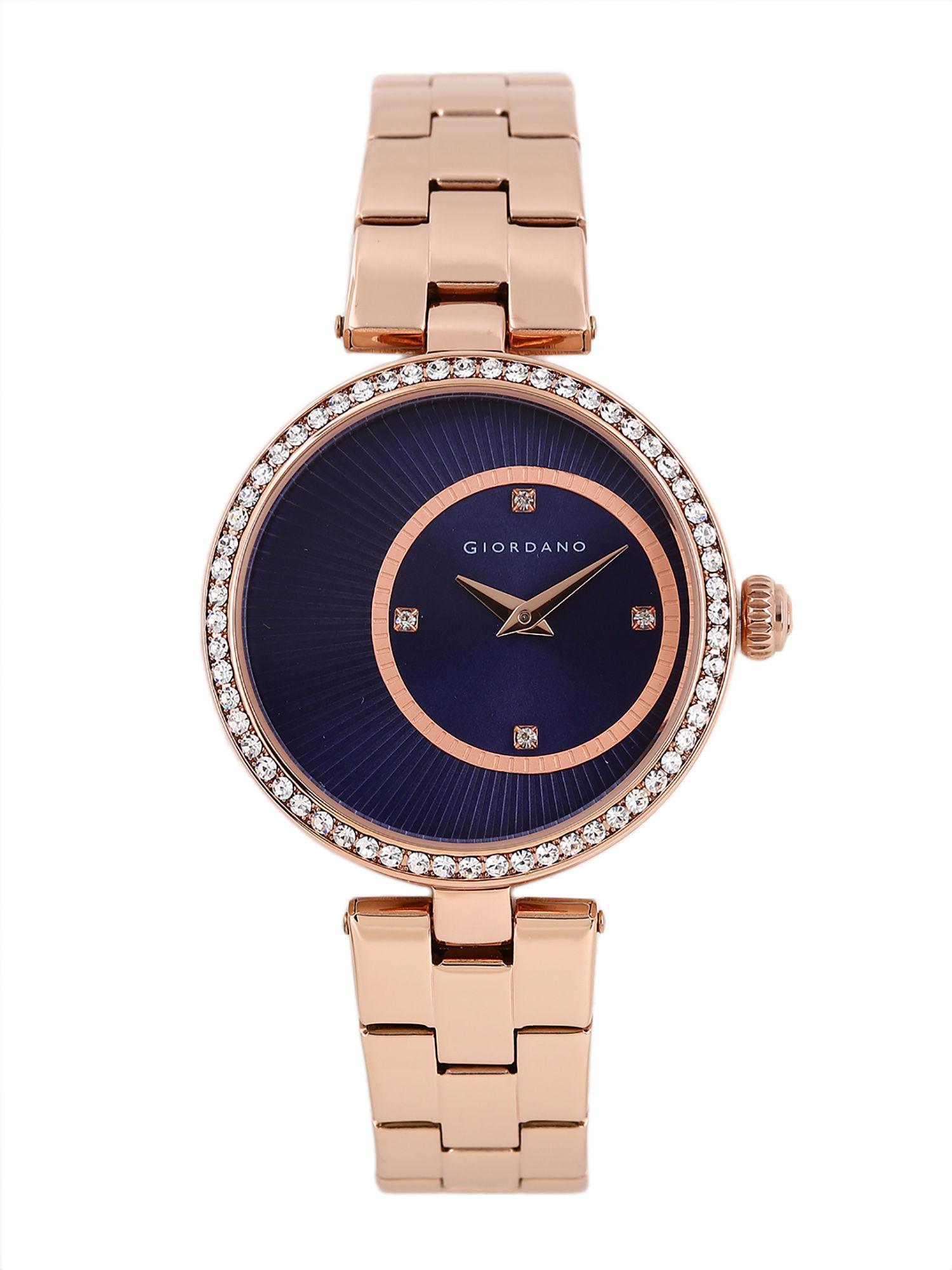 analog navy blue round dial women's watch (a2056-55)