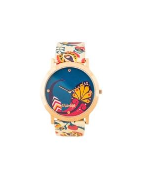 analogue watch with floral print strap