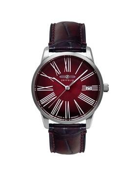 analogue watch with leather strap-83455