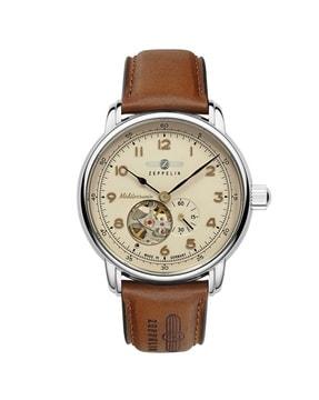 analogue watch with leather strap-96665