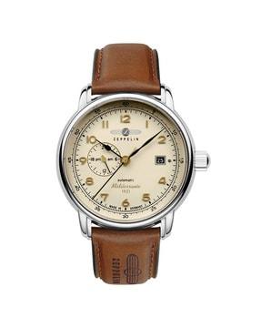 analogue watch with leather strap-96685