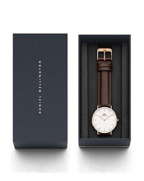 analogue watch with leather strap-dw00100039