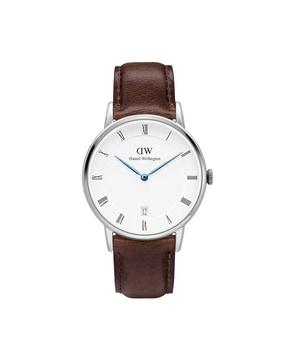 analogue watch with leather strap-dw00100098