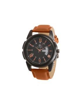 analogue watch with leather strap