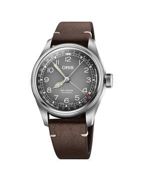 analogue wrist watch with leather strap