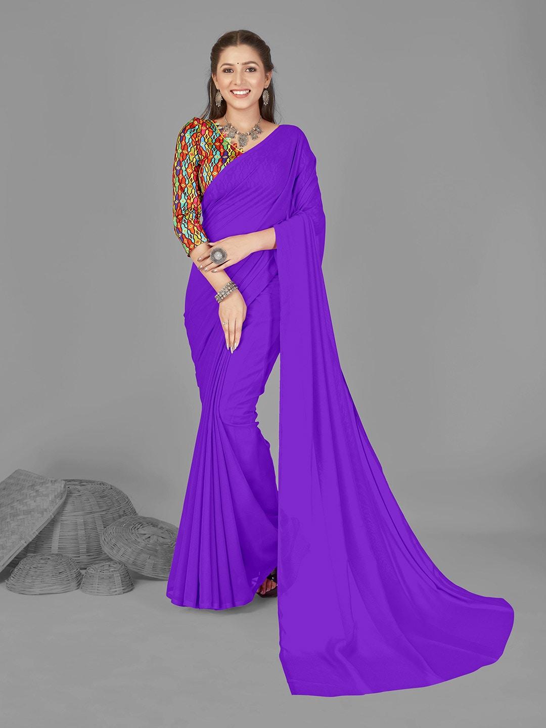anand sarees solid poly georgette saree