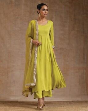 anarkali kurta set with embellished dupatta