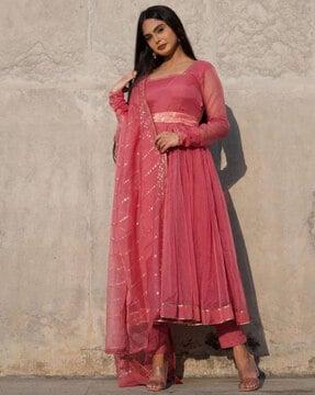 anarkali kurta with embellished dupatta