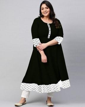 anarkali kurta with ikat print border