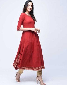 anarkali kurta with striped hem