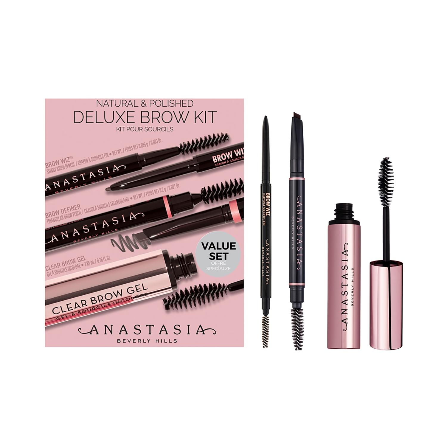 anastasia beverly hills natural & polished deluxe brow kit - ebony (8.14ml)