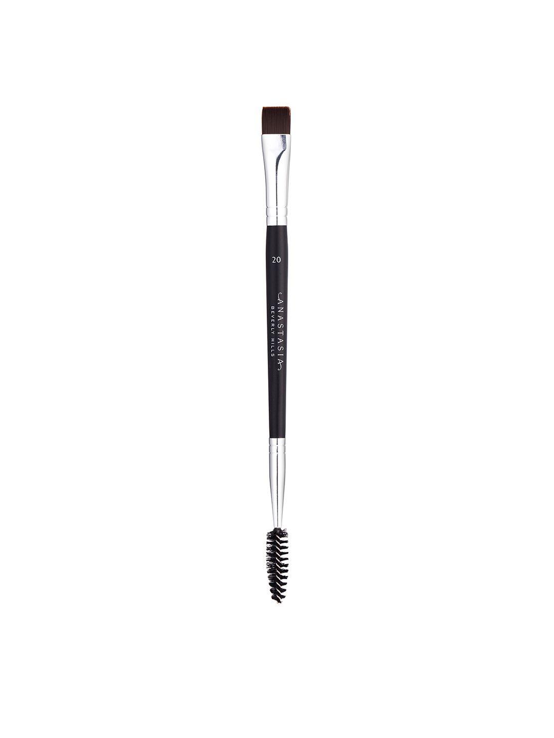 anastasia beverly hills black & silver-toned dual-ended flat detail brush - 20