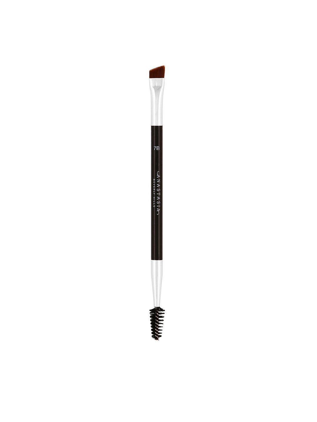 anastasia beverly hills blakck & silver-toned dual-ended angled brush - 7b