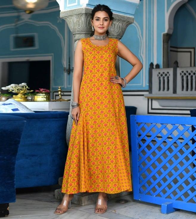 anastay mustard a-line ethnic dress