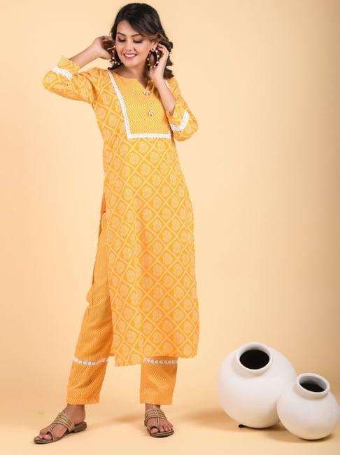 anastay mustard yellow straight fit kurta with pant