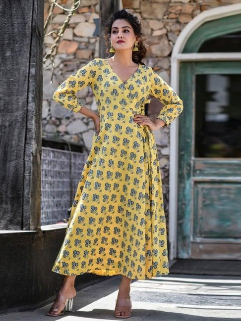 anastay yellow comfortable ethnic dress