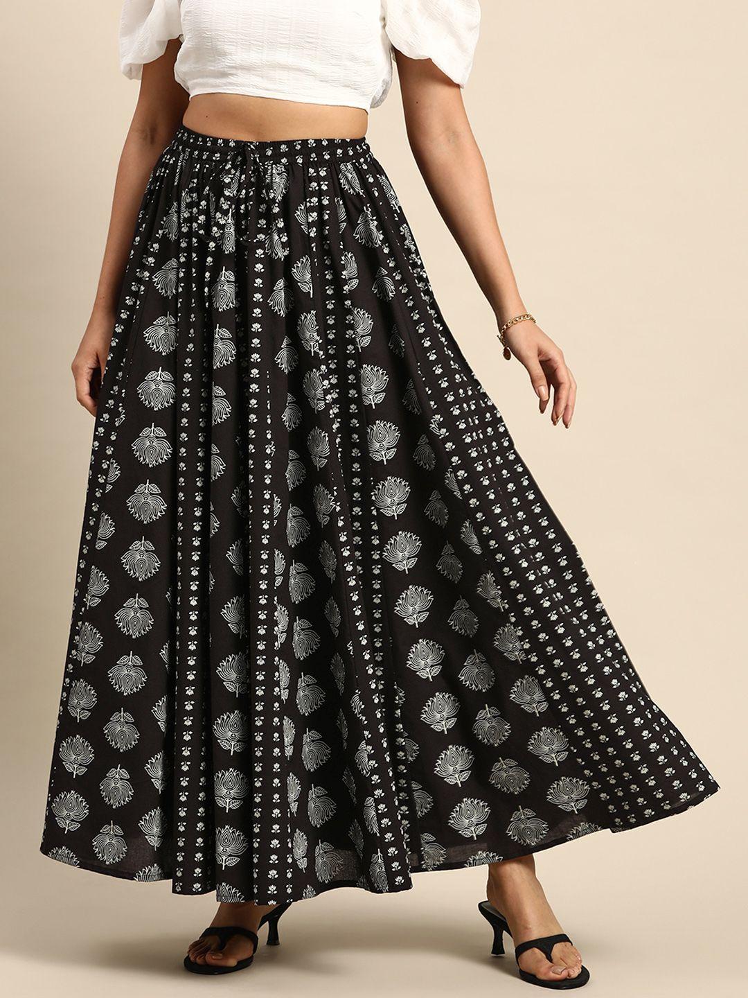 anayna floral printed flared maxi skirt