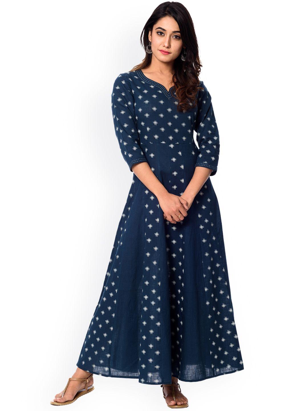 anayna women blue printed maxi dress