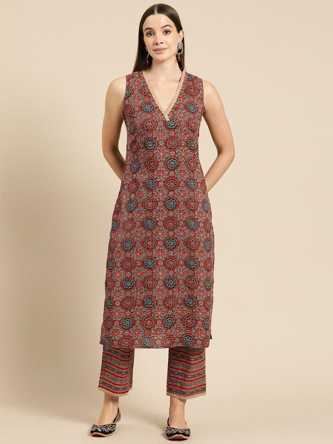 anayna women ethnic motifs printed regular kurta with trousers