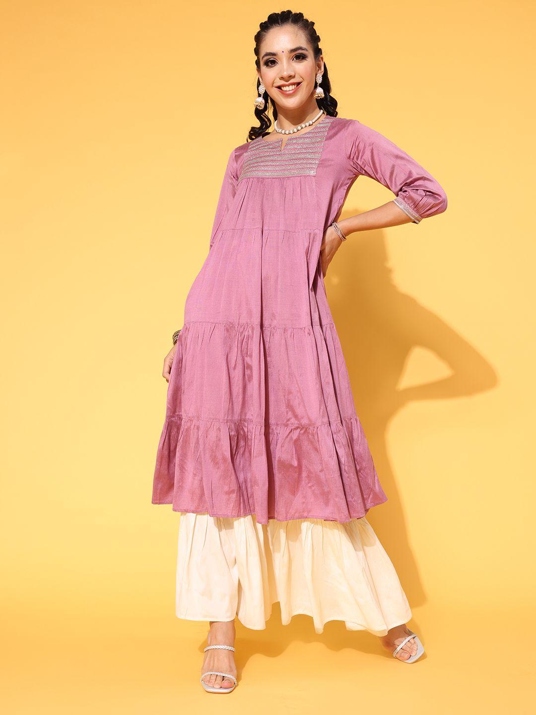 anayna women ethnic motifs silk blend elevated bottom kurta set