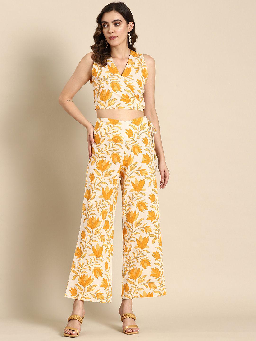 anayna women printed top with trousers