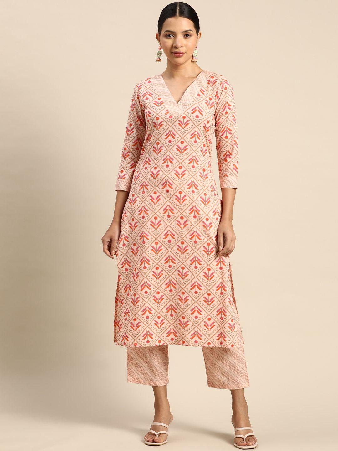 anayna ethnic motifs printed pure cotton kurta with trousers