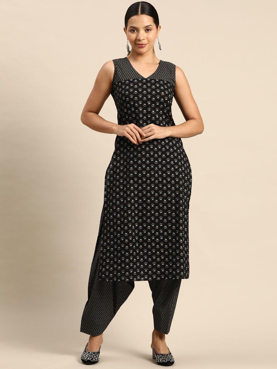 anayna ethnic motifs printed pure cotton kurta with trousers