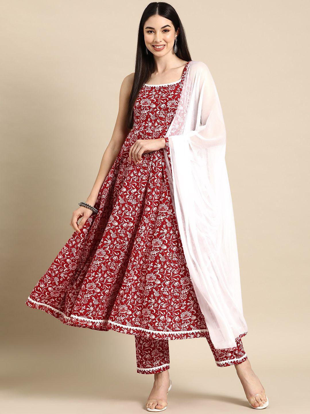 anayna floral printed empire pure cotton kurta with trousers & dupatta