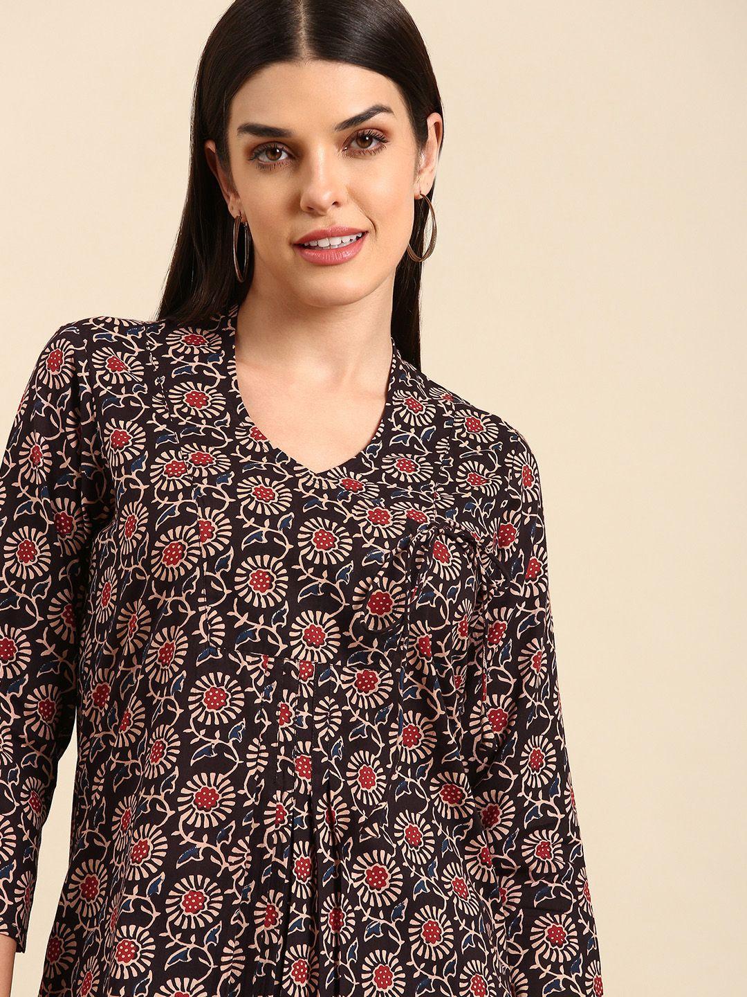 anayna printed wrap cotton top