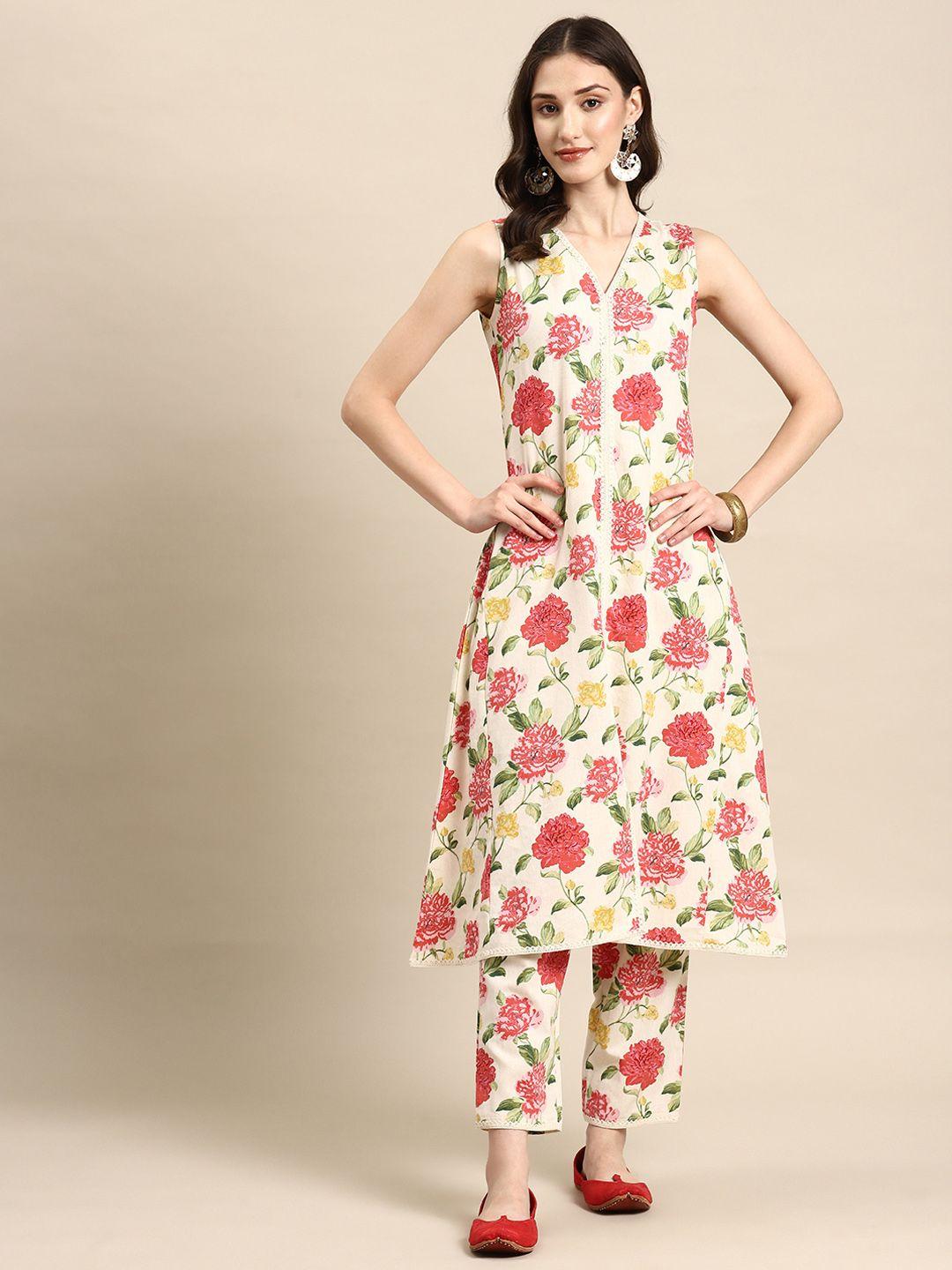 anayna women floral printed regular kurta with trousers