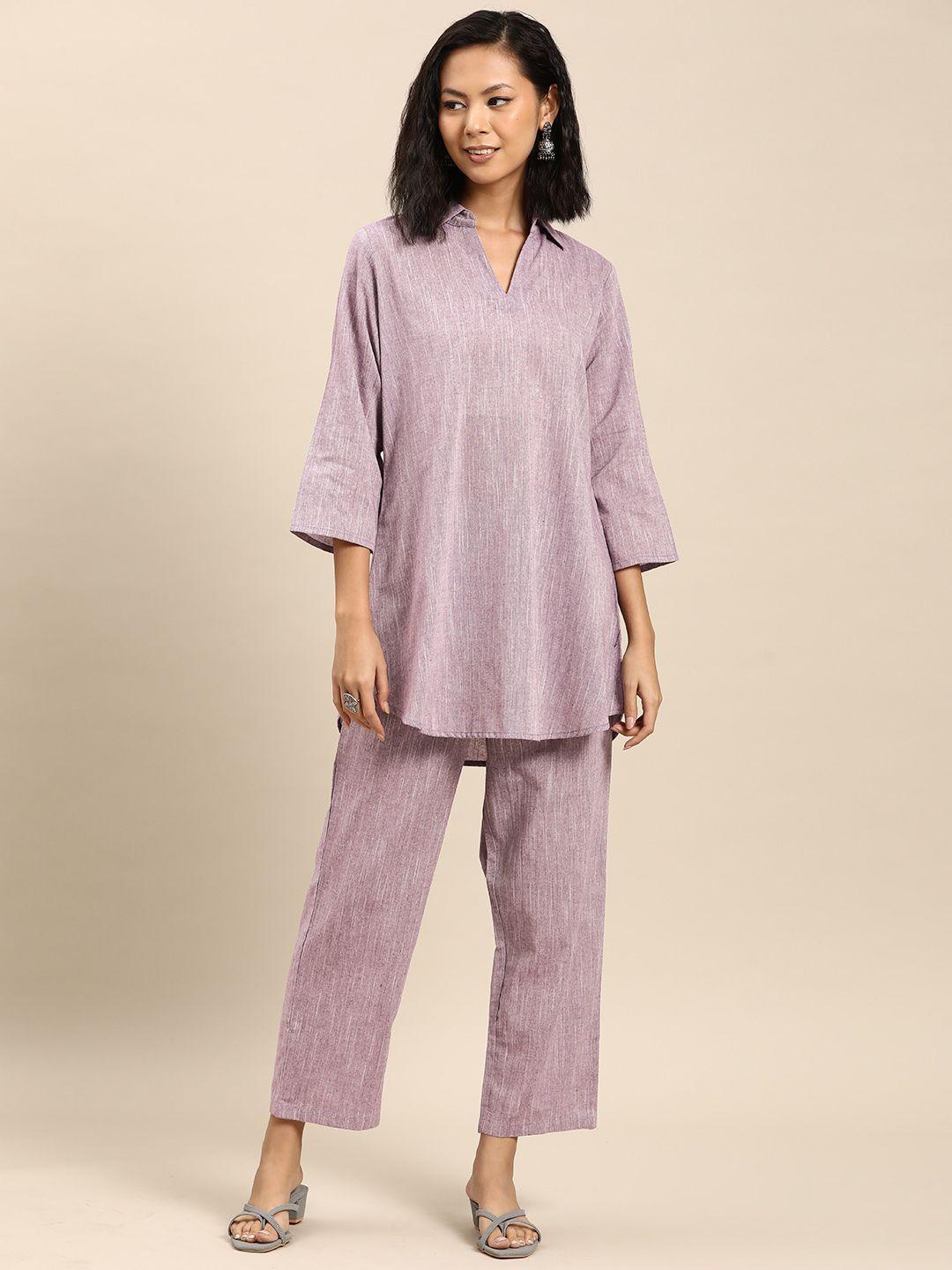 anayna women regular pure cotton kurta with trousers