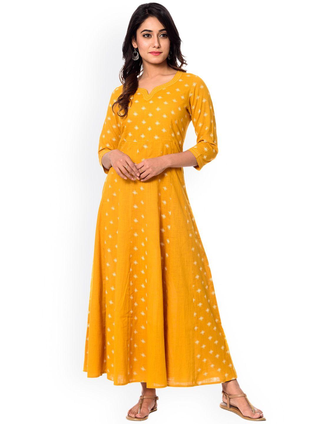 anayna women yellow printed maxi dress