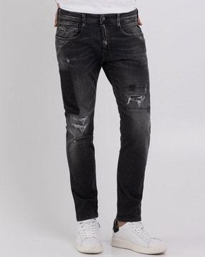 anbass maestro dark wash mid-rise slim fit jeans