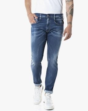 anbass slim fit hyperflex re-used medium wash jeans