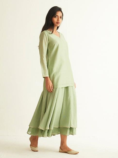 ancestry green embroidered kurti