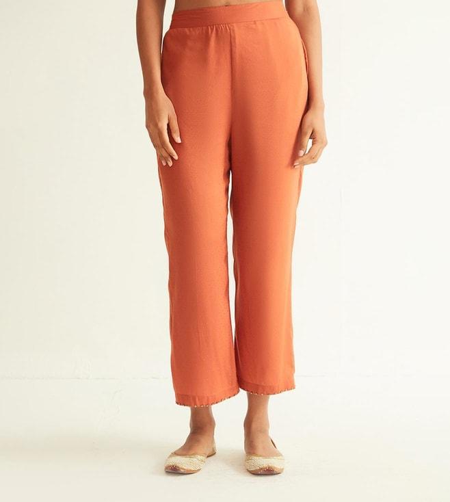 ancestry orange straight trouser