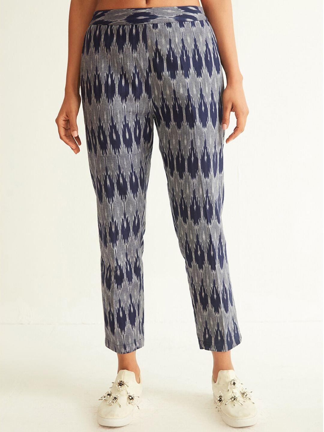ancestry women ethnic motifs printed straight fit trousers