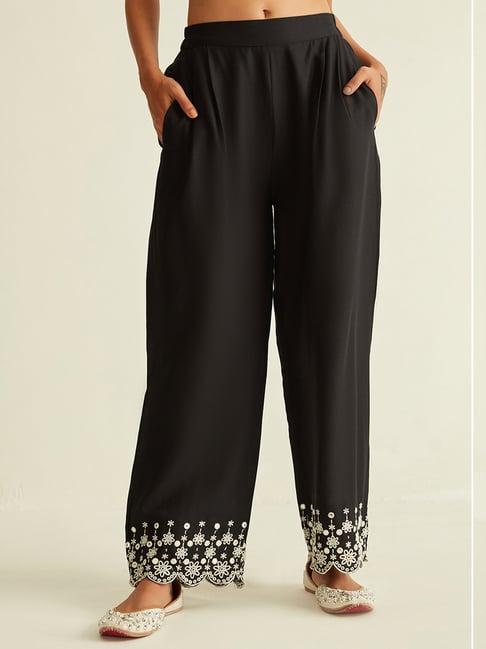 ancestry black embroidered trousers