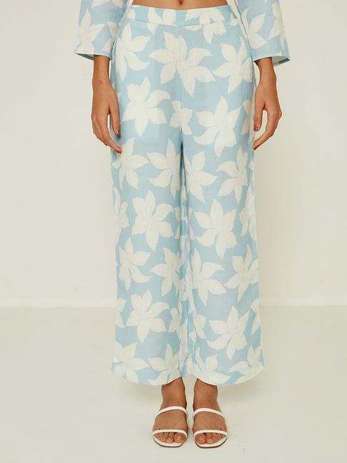 ancestry blue floral print pants